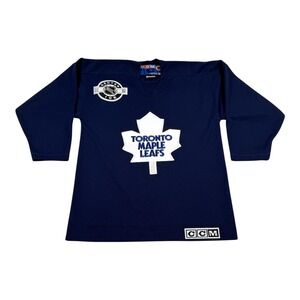 Vintage Toronto Maple Leafs Jersey Boys Youth L/XL Blue NHL Hockey CCM 90s